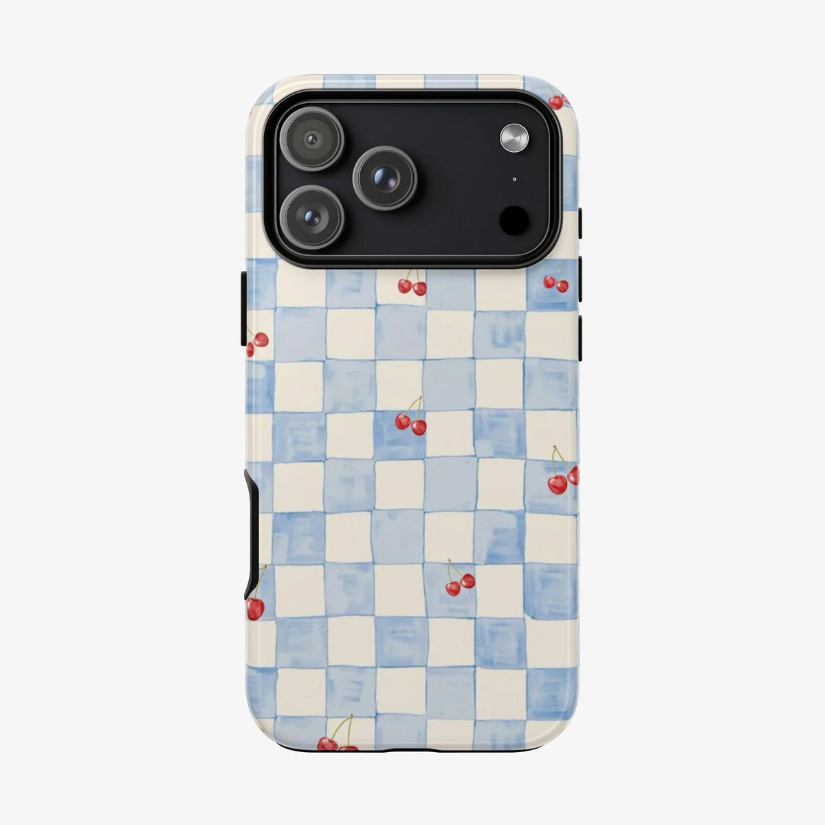Cherry & Check glossy Phone Case (Dual Layer) Available For All iPhone Models