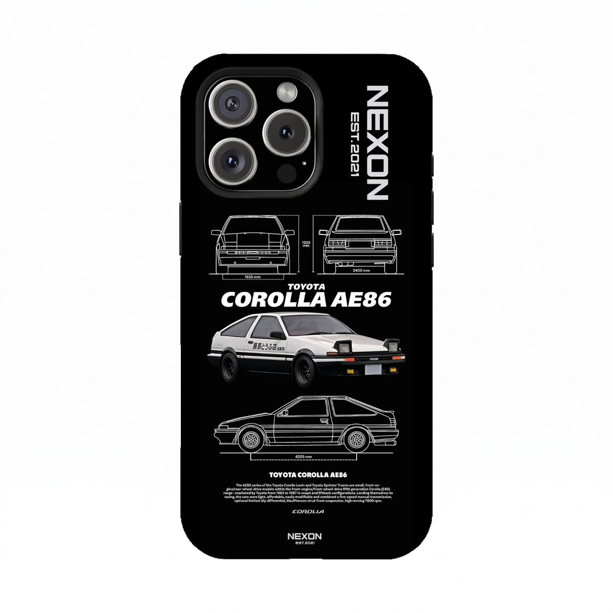 COROLLA AE86 Premium Glossy Phone Case (Dual Layer) Available For All iPhone Models