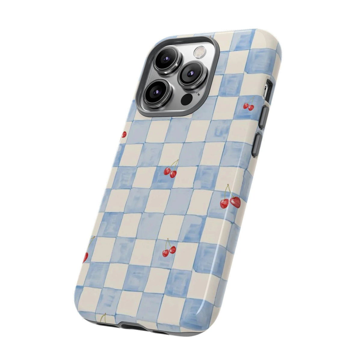 Cherry & Check glossy Phone Case (Dual Layer) Available For All iPhone Models