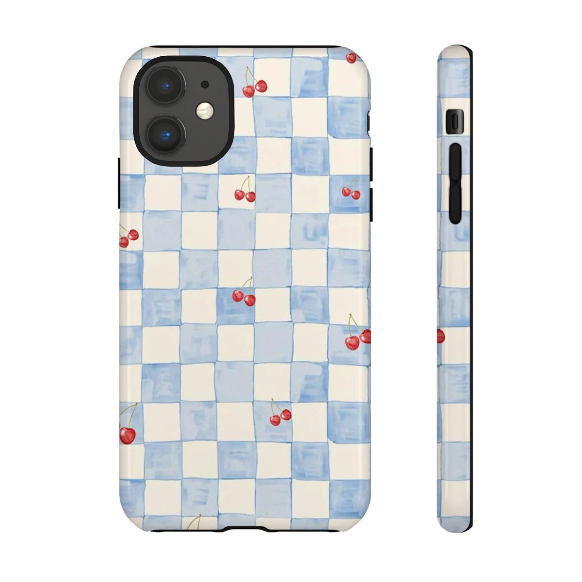 Cherry & Check glossy Phone Case (Dual Layer) Available For All iPhone Models