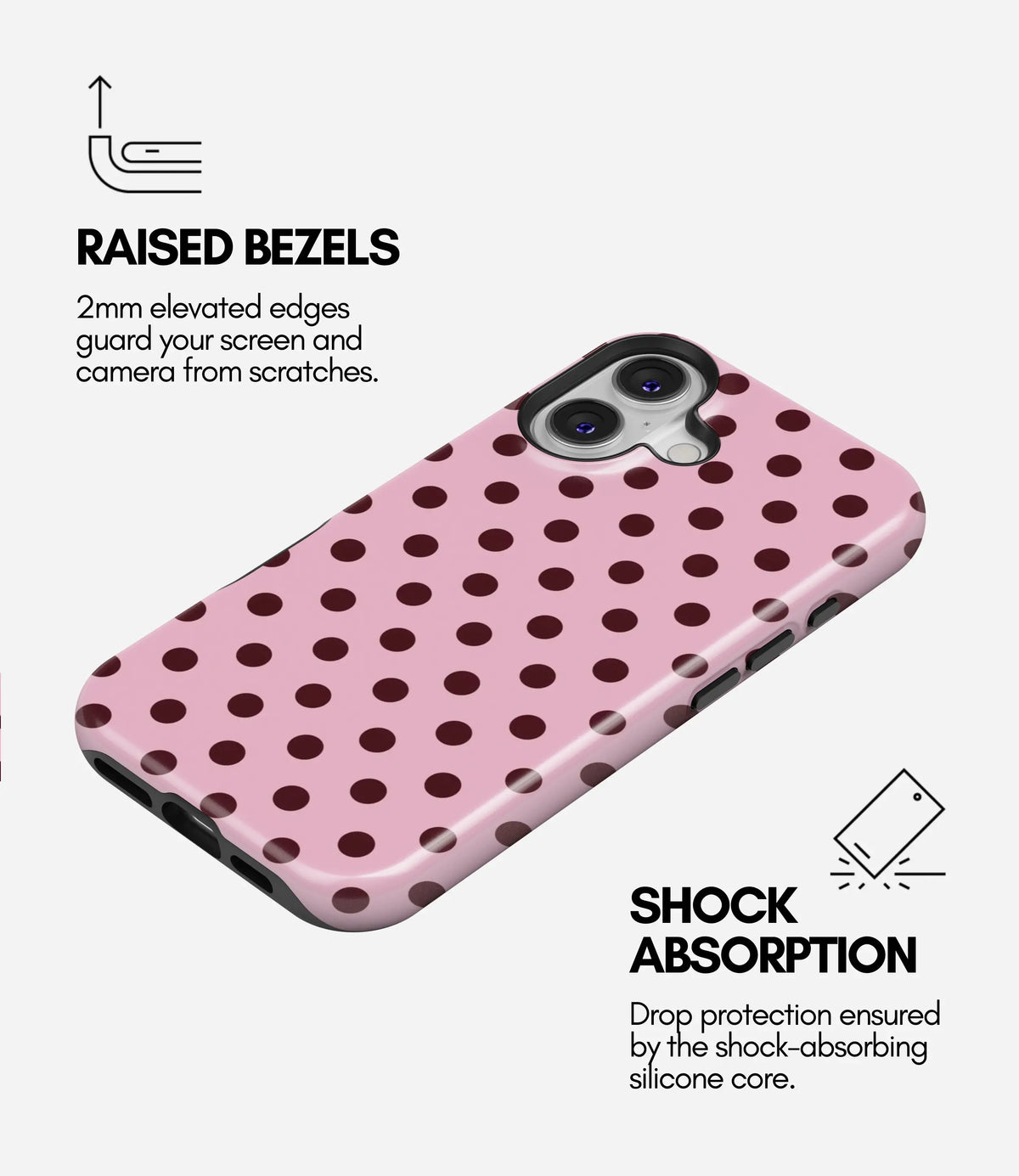 Pink Polka Dots Premium Glossy Phone Case (Dual Layer) Available For All iPhone Models