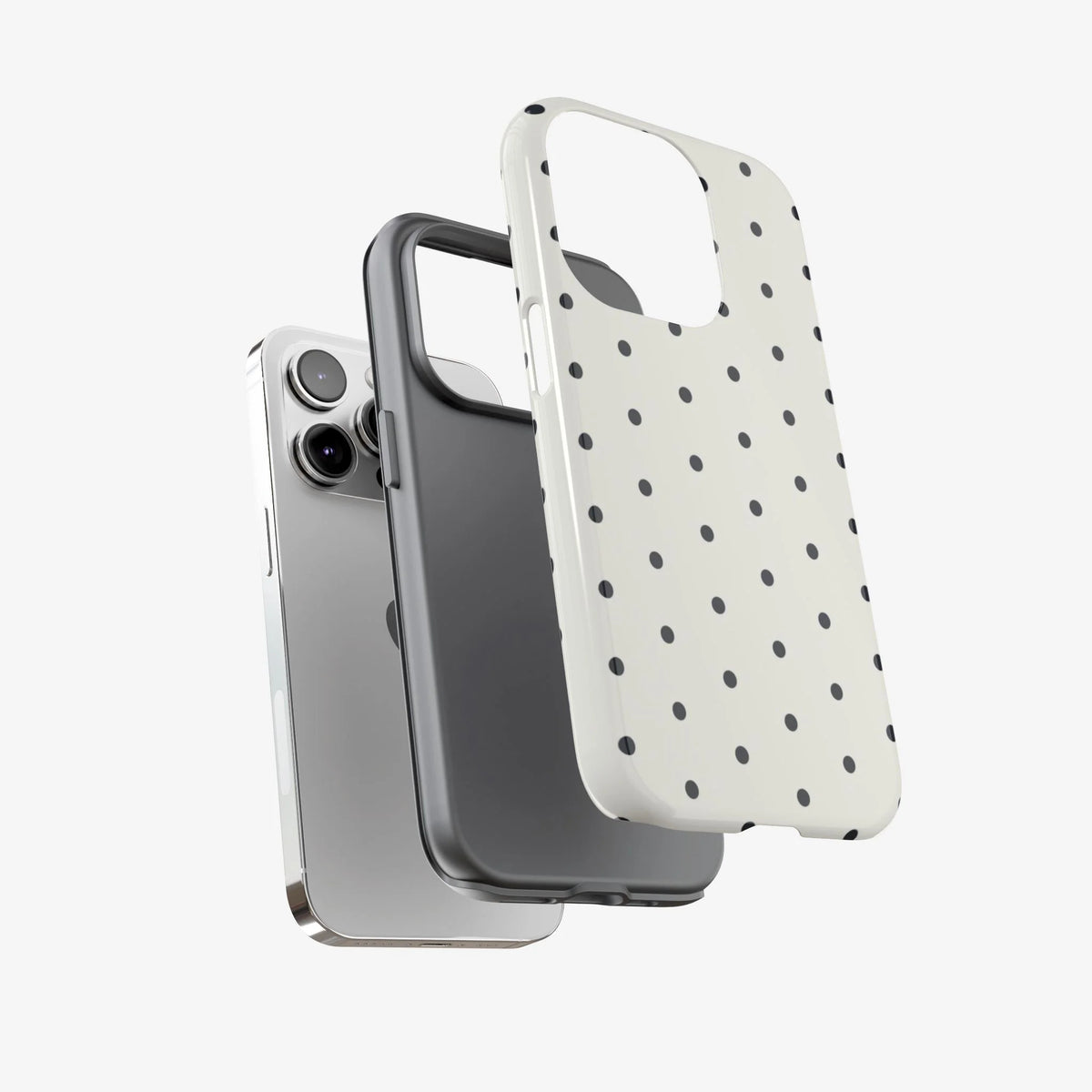 White Polka Dots glossy Phone Case (Dual Layer) Available For All iPhone Models