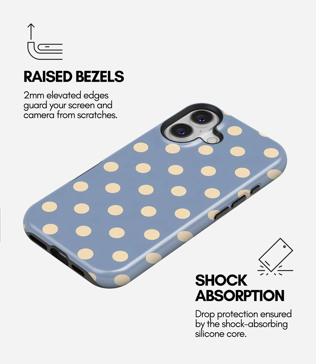 Sky blue Polka Premium Glossy Phone Case (Dual Layer) Available For All iPhone Models
