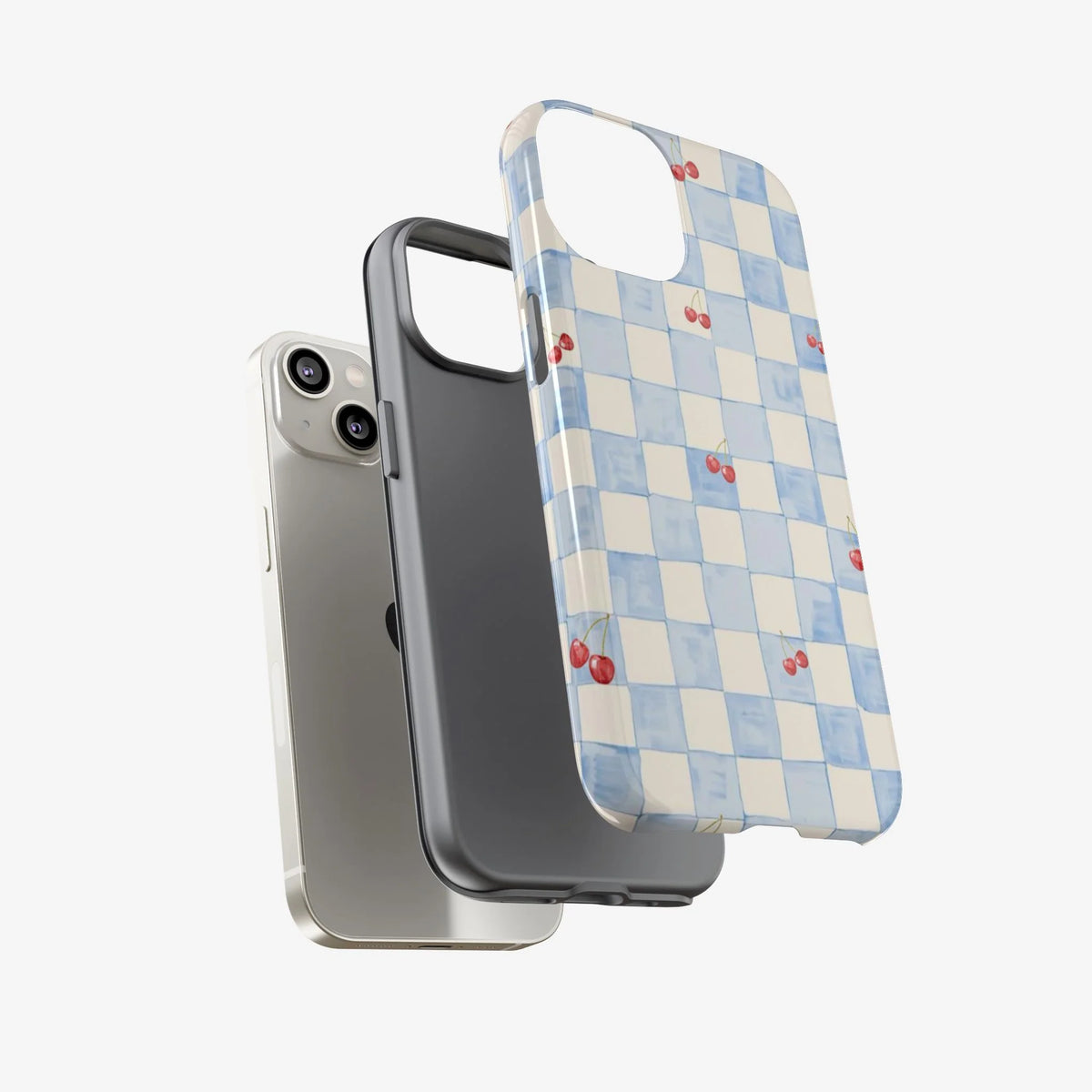 Cherry & Check glossy Phone Case (Dual Layer) Available For All iPhone Models