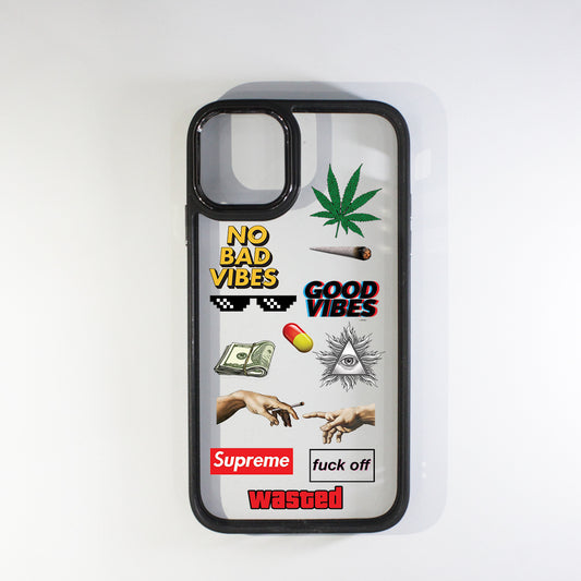 No Bad Vibes Black Border Case