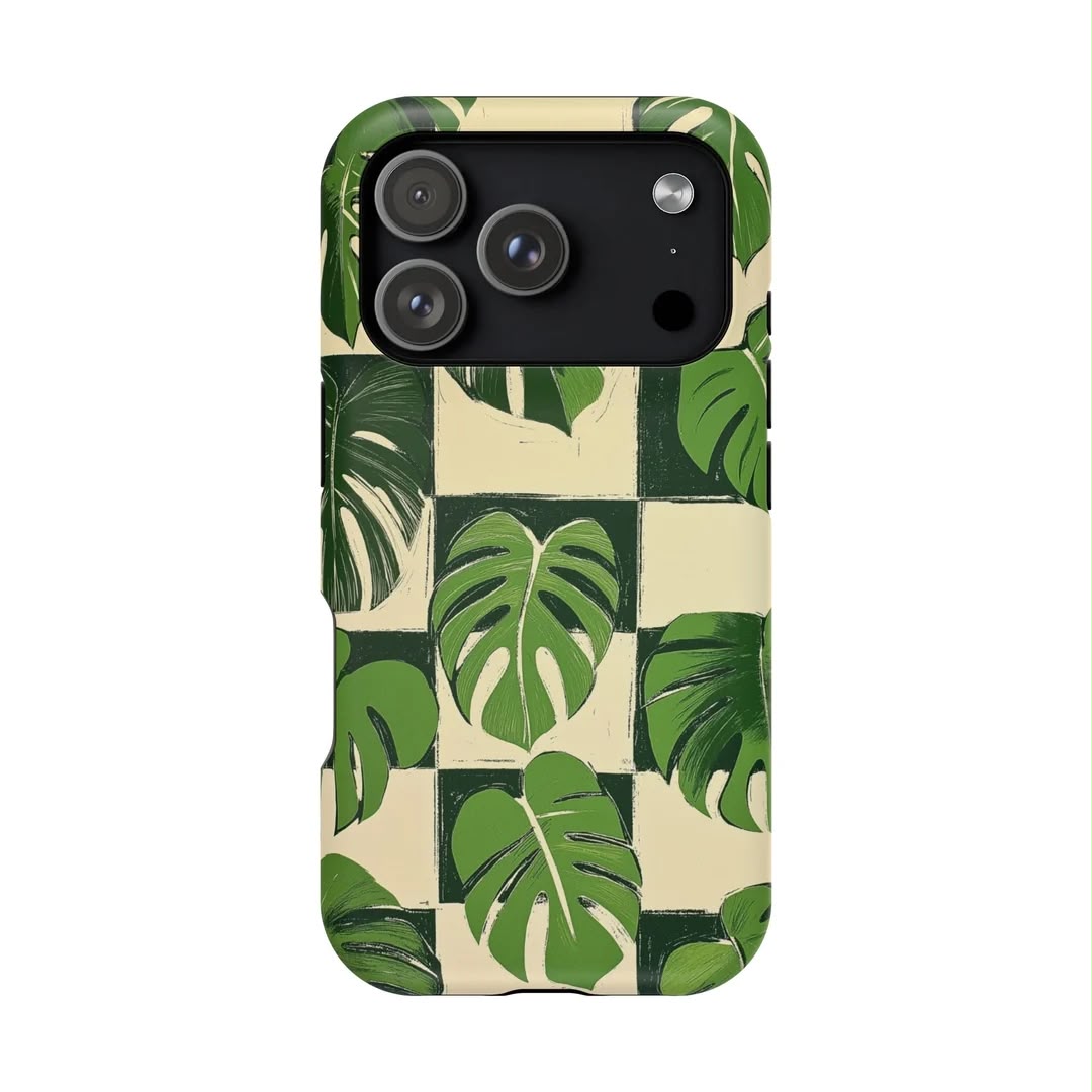 Botanical Grid Premium Glossy Phone Case (Dual Layer) Available For All iPhone Models