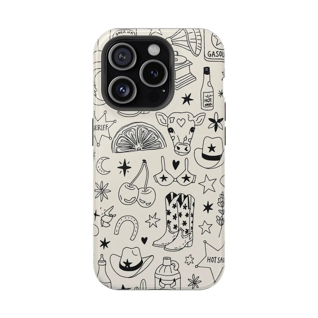 Cow Girl Doodle Premium Glossy Phone Case (Dual Layer) Available For All iPhone Models
