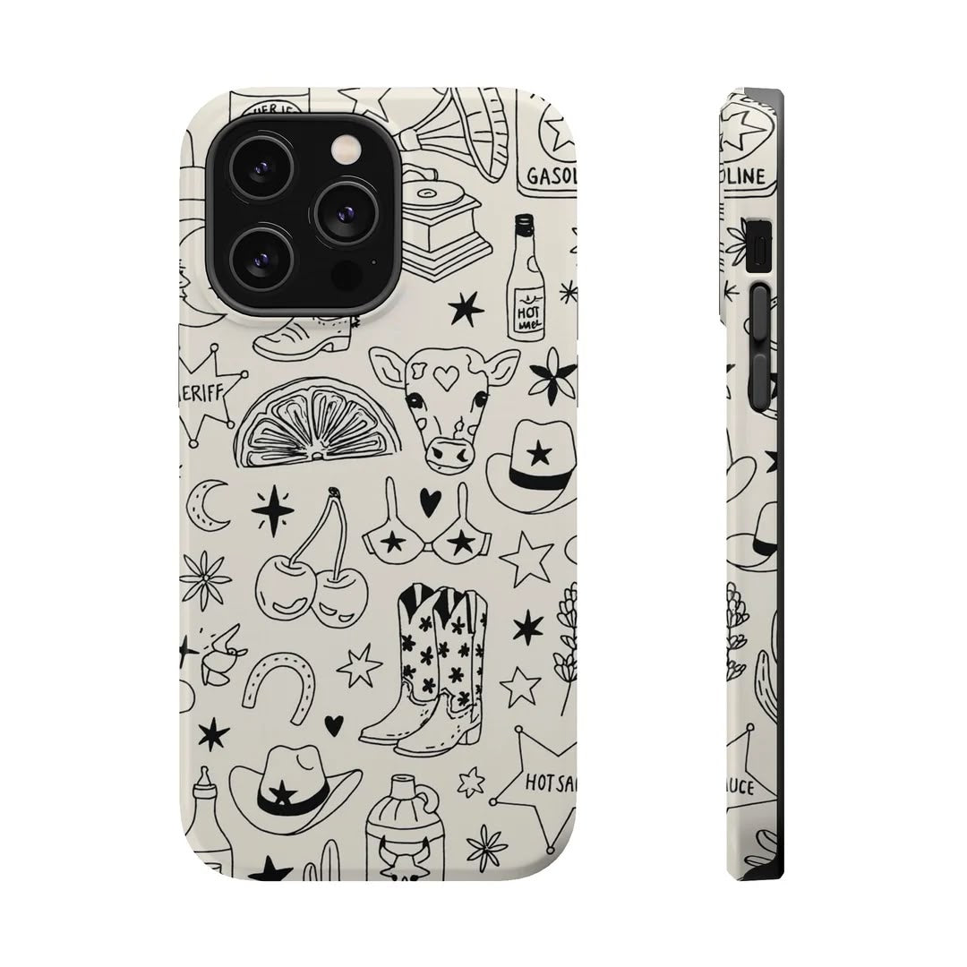 Cow Girl Doodle Premium Glossy Phone Case (Dual Layer) Available For All iPhone Models