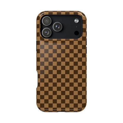 Mocha Plaid Premium Glossy Phone Case (Dual Layer) Available For All iPhone Models