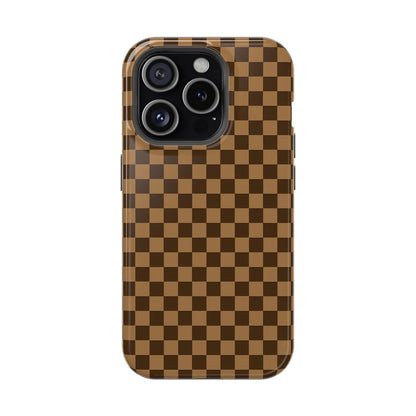Mocha Plaid Premium Glossy Phone Case (Dual Layer) Available For All iPhone Models