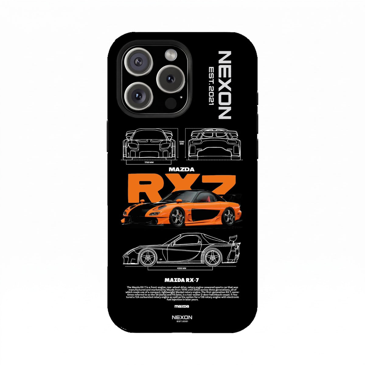 MAZDA RX-7 STREETWEAR Premium Glossy Phone Case (Dual Layer) Available For All iPhone Models