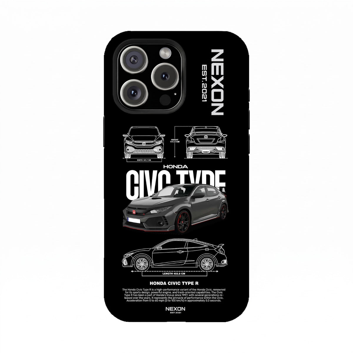 HONDA CIVIC TYPE R Premium Glossy Phone Case (Dual Layer) Available For All iPhone Models